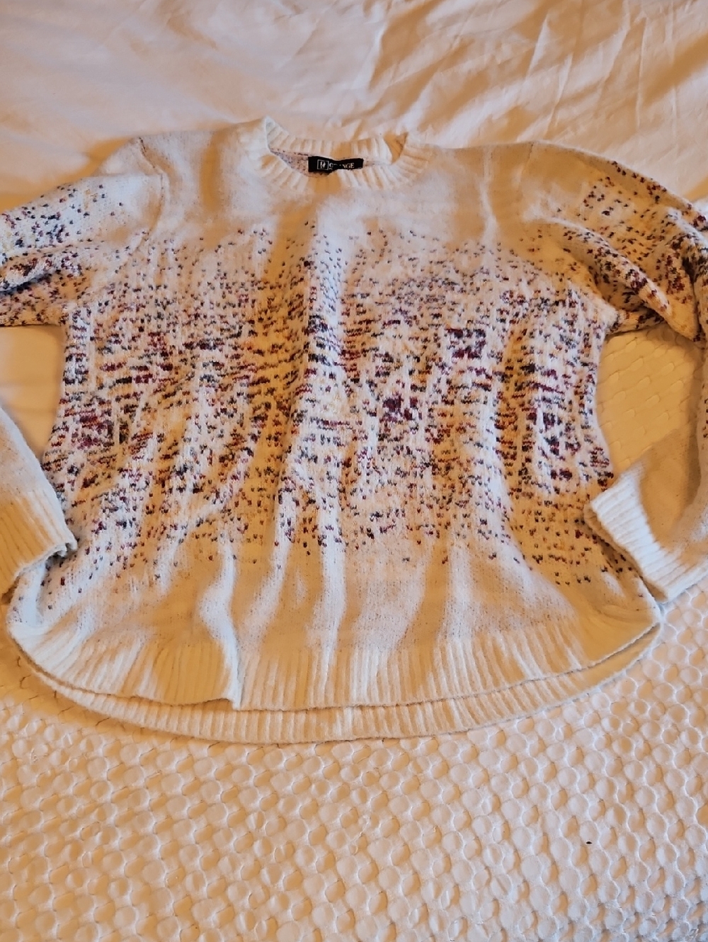 Orange Cream Crewneck Sweater with Burgundy Speckle Lg/xl